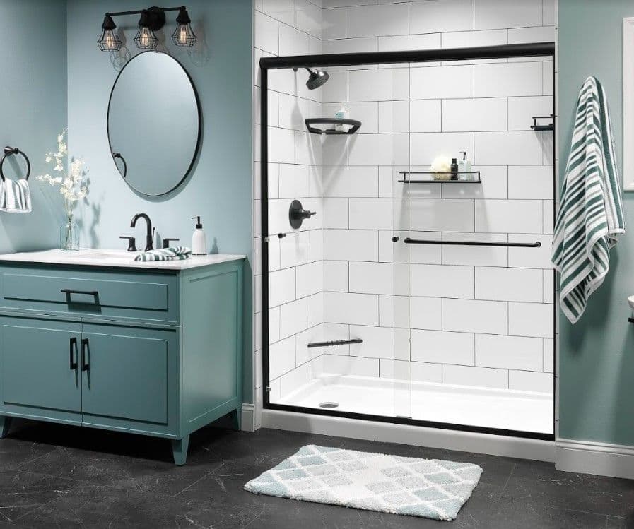 grey and white bathroom