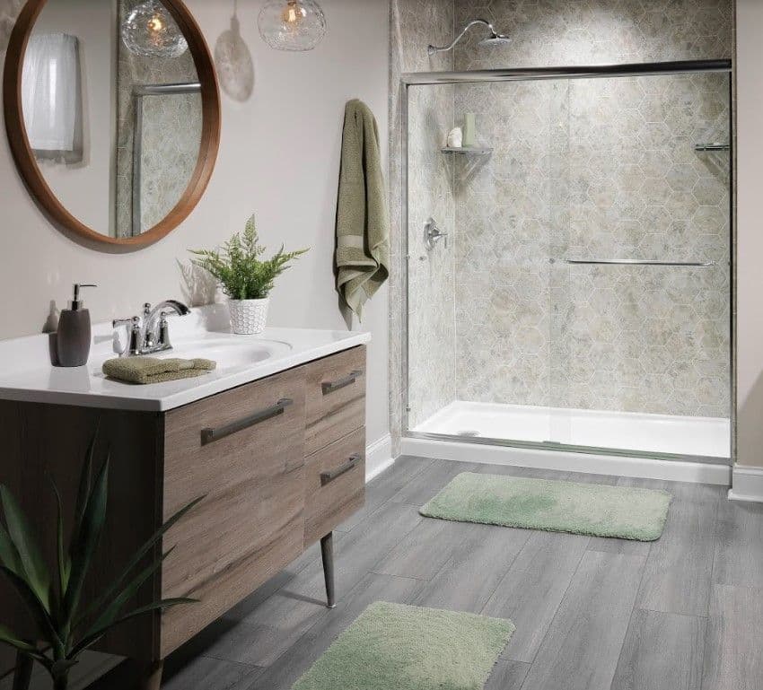 grey floor white walls